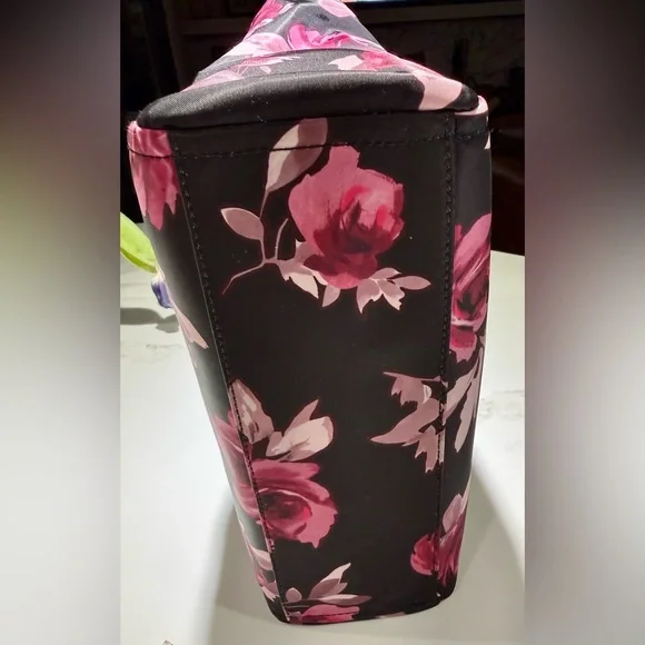 KATE SPADE Crossbody Nylon Tote, P436 Black Pink Roses - Picture 10 of 16